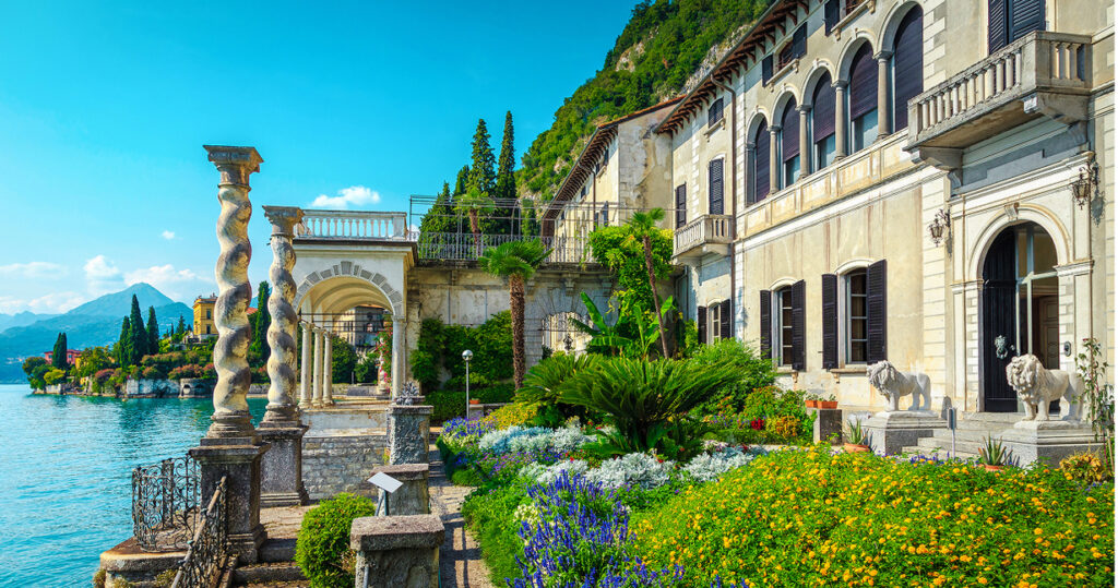 Luxurious home with a garden and a stone walkway